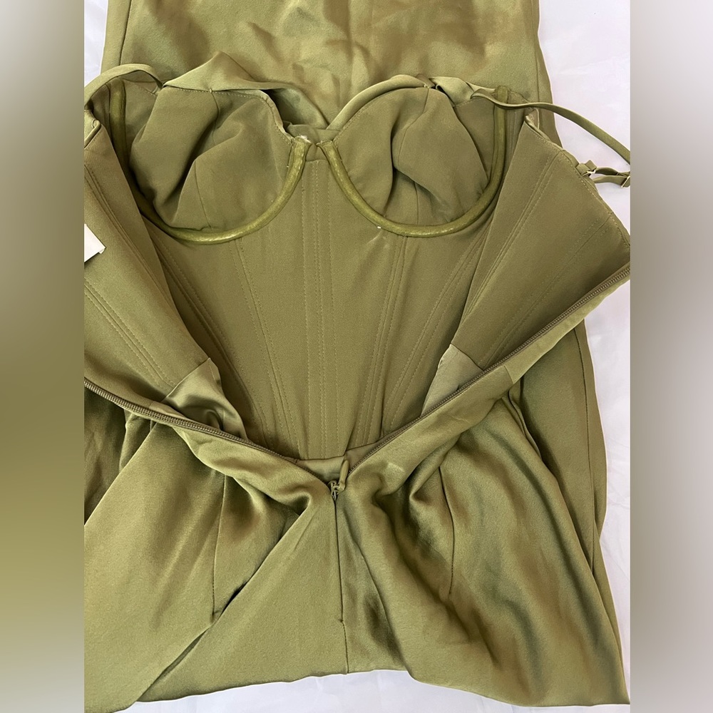 HOUSE OF CB 'Myrna' Olive Corset Slip Dress - Picture 9 of 12